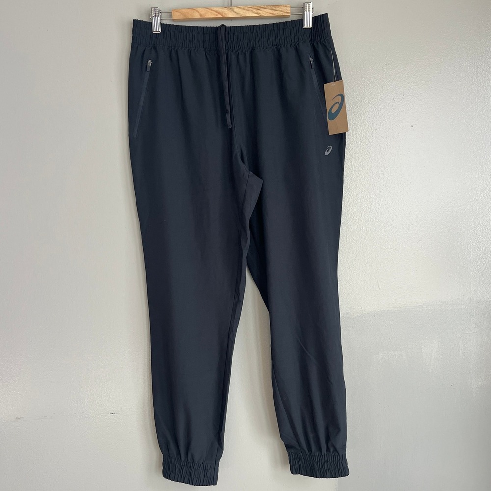 Asics Stretch Woven Jogger Women Large Black Activewear Athletic Performance NWT